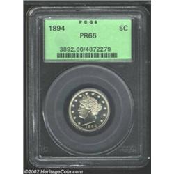 1894 5C PR66 PCGS. A marvelous proof Gem, fully struck and carefully preserved, with nicely reflecti