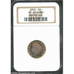 1910 5C PR67 Cameo NGC. A visual treat with delicate champagne, lilac, and teal hues dominating the.