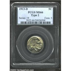 1913-D 5C Type Two MS66 PCGS. Lustrous and free of distracting marks. Important notice: We expect to