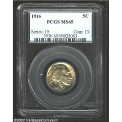 1916 5C MS65 PCGS. An attractive Gem specimen from the teens, this specimen is bathed in a faint gol