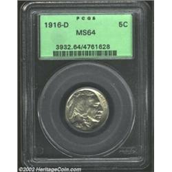 1916-D 5C MS64 PCGS. Boldly struck with ample satiny luster and a minimum of imperfections. Very app