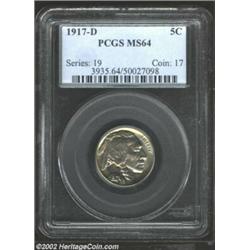 1917-D 5C MS64 PCGS. A hint of golden-blue color is noted around the peripheries. Important notice:.