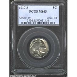 1917-S 5C MS65 PCGS. The 1917-S is one of the scarcer issues in the series in all Mint State grades.