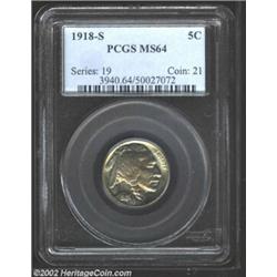 1918-S 5C MS64 PCGS. This is a particularly difficult date to locate at the Choice and Gem levels of