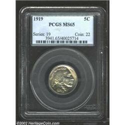 1919 5C MS65 PCGS. A nicely struck Gem that has reasonable luster and virtually immaculate surfaces.