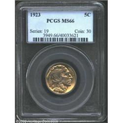 1923 5C MS66 PCGS. A pleasing lustrous example that is void of distractions. Only a handful of finer