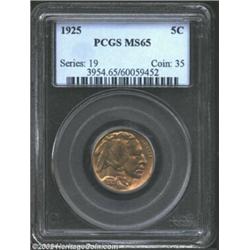 1925 5C MS65 PCGS. Faint mottled toning is noted on the obverse. Important notice: We expect to be a