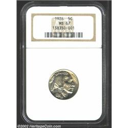 1926 5C MS67 NGC. A lustrous Superb Gem that has hints of bright yellow-gold color in the fields and