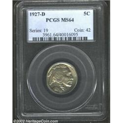 1927-D 5C MS64 PCGS. Appealing diagonal lines of patina on the reverse resemble Midwestern rains. Im