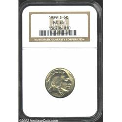 1929-S 5C MS65 NGC. Lustrous, well struck, and nearly free from abrasions.From the Robert Tarr, Sr..