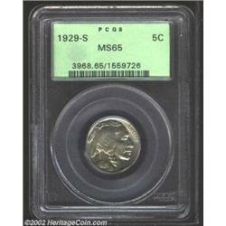 1929-S 5C MS65 PCGS. A nicely struck and lustrous Gem that has hints of green-gray and lilac patina.