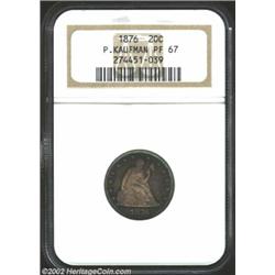 1876 20C PR67 NGC. Ex: P. Kaufman. This short-lived denomination was first proposed in 1791, and the