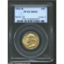 1932-D 25C MS65 PCGS. Only 436,800 pieces were produced of the 1932-D Quarter. And as such, it is al