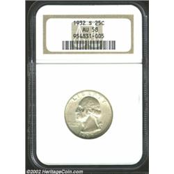 1932-S 25C AU58 NGC. A wonderful Choice AU example of this, the lowest mintage business strike of th