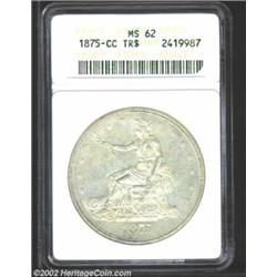 1875-CC T$1 MS62 ANACS. Fully lustrous and lightly toned. Downgraded by the presence of numerous sma