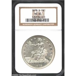 1878-S T$1 MS64 NGC. Boldly struck, indeed close to fully defined, with a subtle layer of milky pati