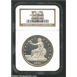 1876 T$1 PR65 Cameo NGC. Type I Obverse / Type II Reverse. The Mint produced 1,150 proof Trade Dolla