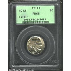 1913 5C Type One PR66 PCGS. This is a beautiful specimen striking of the premier production version.