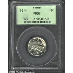 1914 5C PR67 PCGS. Another exquisite proof 1914 Nickel, this Superb quality specimen displays very l