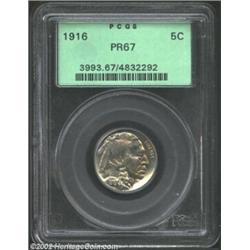 1916 5C PR67 PCGS. Another exceptional example of the 1916 Nickel in matte proof format. This piece.