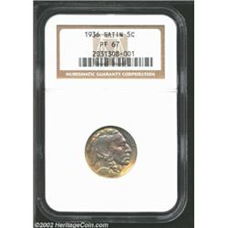 1936 5C Type One--Satin Finish PR67 NGC. Advanced proof Buffalo Nickel collectors will find plenty o