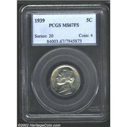 1939 5C MS67 Full Steps PCGS. The satiny luster on this coin is bolstered by the bold strike. Few co