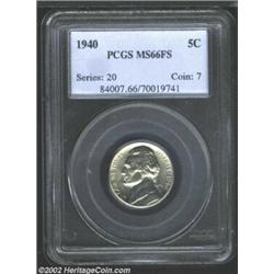 1940 5C MS66 Full Steps PCGS. Thick mint luster compliments the bold strike on this Gem specimen. Fe