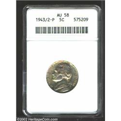 1943/2-P 5C AU58 ANACS. The stroke of a 2 is readily observed within the lower loop of the 3 in the.