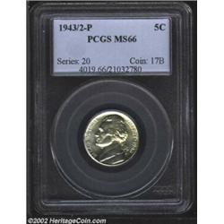 1943/2-P 5C MS66 PCGS. A boldly struck example that has comes close to the Full Steps designation, a