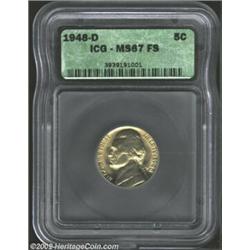 1948-D 5C MS67 Full Steps ICG. A conditionally scarce specimen at MS67 with Full Steps, NGC and PCGS