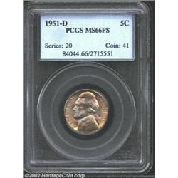 1951-D 5C MS66 Full Steps PCGS. A hint of golden patina is noted about the peripheries of the obvers