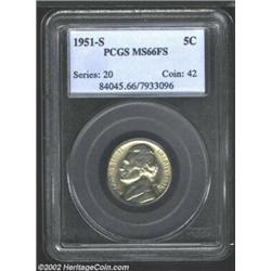 1951-S 5C MS66 Full Steps PCGS. Surprisingly bold steps are noted on this specimen which shows signs