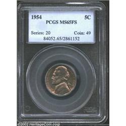 1954 5C MS65 Full Steps PCGS. Light golden color gives this coin aesthetic appeal. A couple of conta