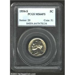 1954-S 5C MS64 Full Steps PCGS. Bold details with hints of toning. Although coin to coin contact acc