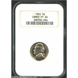 1950 5C PR66 Cameo NGC. A spectacular Gem with no visible hairlines and a hint of light champagne to