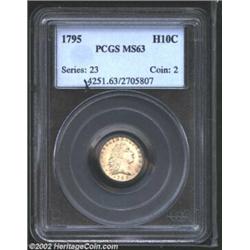 1795 H10C MS63 PCGS. V-4, LM-10, R.3. A relatively plentiful die marriage of the 1795 Flowing Hair H