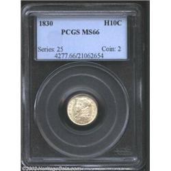 1830 H10C MS66 PCGS. V-2, LM-13, R.3. Easily Condition Census for this die pairing, being frosty and