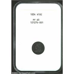 1834 H10C PR65 NGC. V-4, LM-4, High R.6. Although many numismatists may not recognize it as such, th