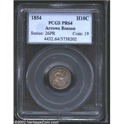 1854 H10C Arrows PR64 PCGS. Ex: Benson. Pre-1859 proofs are rare and always in demand among speciali