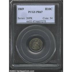 1869 H10C PR67 PCGS. V-1. We believe that this attribution is correct, inasmuch as there is no repun