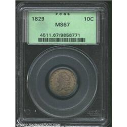 1829 10C Large 10C MS67 PCGS. JR-2, R.2. This coin is equal in quality to the MS67 example in Steve.