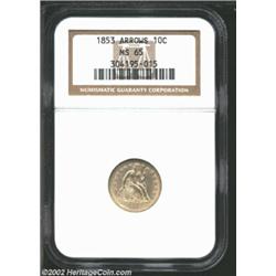 1853 10C Arrows MS65 NGC. A popular and widely collected type, the Arrows design was only struck for