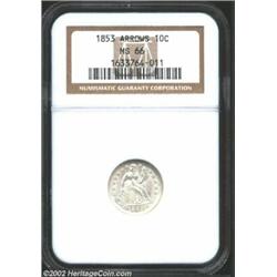 1853 10C Arrows MS66 NGC. Virtually all of the devices are razor sharp in striking detail. This is a