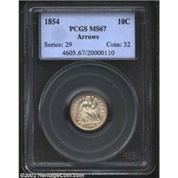 1854 10C Arrows MS67 PCGS. In an effort to replace the millions of Dimes that the California Gold Ru