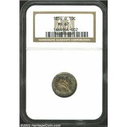 1854-O 10C Arrows MS67 NGC. The 1854-O Arrows Dime is appreciably scarcer than its P-mint counterpar