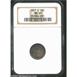 1857-O 10C MS65 NGC. Large O. Formerly offered as lot 6218 in our 2002 September Long Beach Bullet S