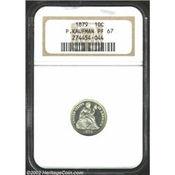 1879 10C PR67 NGC. Ex: P. Kaufman. One of the effects of reinstating specie payments and returning s