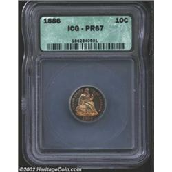 1886 10C PR67 ICG. This is a beautiful Superb Gem with glistening, reflective surfaces that are bath