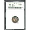 Image 1 : 1893 10C MS61 ANACS. This specimen has considerable eye appeal for the grade. Miss Liberty's head is