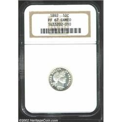 1892 10C PR67 Cameo NGC. Untoned, or essentially so, the bright surfaces allow full appreciation of.